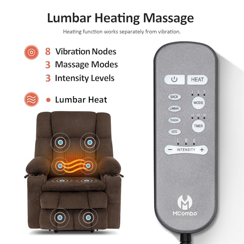 Dual Motor Power Lift Recliner Chair with Massage, Heat, and USB Ports