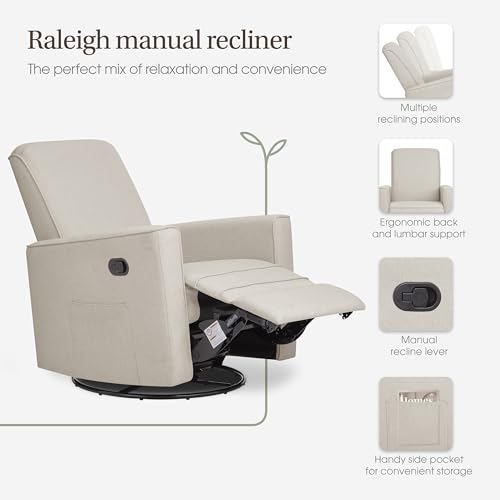 Upholstered Manual Swivel Glider Recliner Chair for Nursery - Light Sand