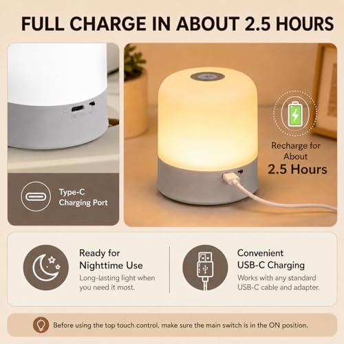 Portable Baby Night Light - Rechargeable Dimmable Touch Nursery Lamp