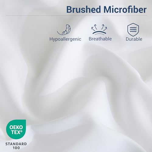 Full Size Fitted Sheets 6-Pack, Microfiber 15-inch Deep Pocket, White