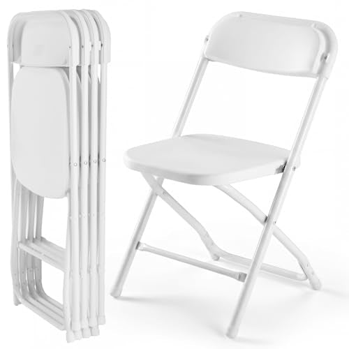 Folding Chairs Set of 4, Portable Stackable Steel Chair for Indoor Outdoor