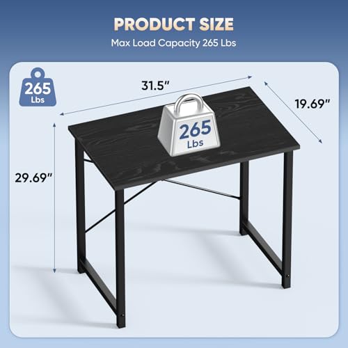 DUMOS 32 Inch Small Computer Desk, Sturdy Home Office Gaming Workstation