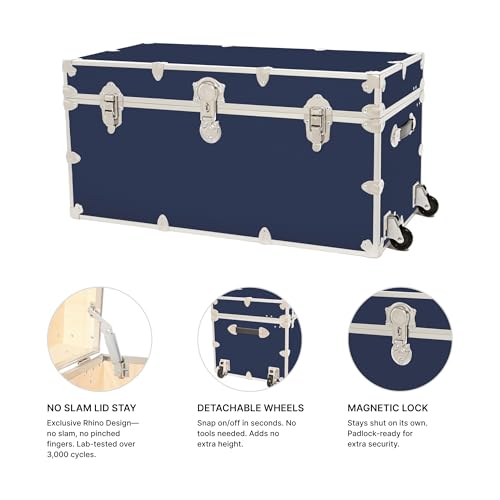 XXL Classic Storage Trunk with Wheels, 36-Inch Heavy-Duty Dorm Chest Bench