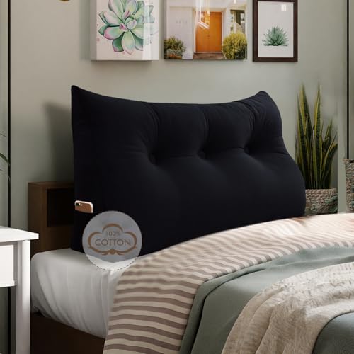 Cotton Velvet Wedge Headboard Pillow - Twin Size Back Support Cushion, Soft and Removable Cover