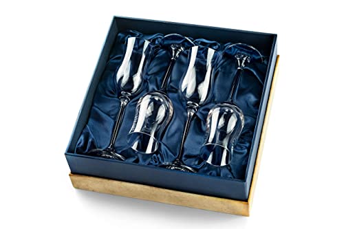 Set of 4 Crystal Cognac & Spirits Snifter Glasses - Elegant Tulip Design, 4 oz
