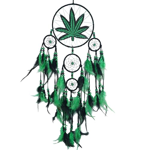5-Ring Green Leaf Dream Catcher Wall Hanging Bohemian Home Decor