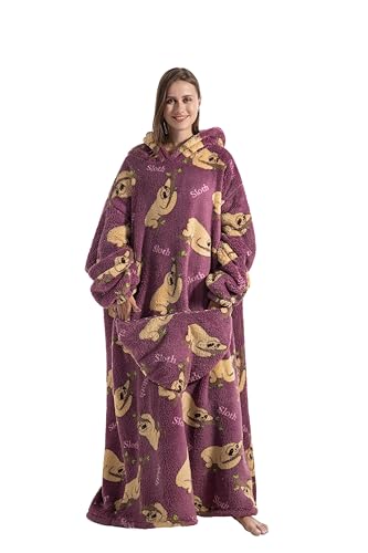 Extra Long Wearable Blanket Hoodie, Cozy Oversized Sweatshirt for Adults