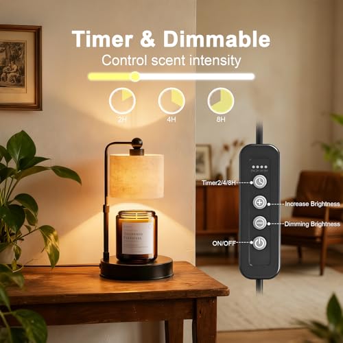 Dimmable Electric Candle Warmer Lamp with Timer & Adjustable Height