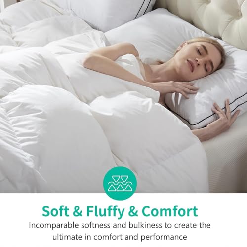 APSMILE Organic Cotton Down Feather Comforter - All Season King Duvet Insert