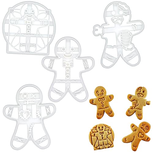 Bakerlogy Gingerbread Man Cookie Cutters Set - 4 Decorative Baking Tools