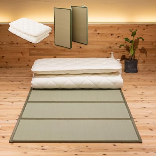 Japanese Futon Mattress and Tatami Mat Set - Twin Size Floor Sleeping Pad