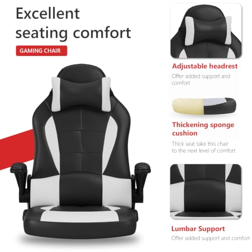 Ergonomic High Back Gaming Office Chair with Lumbar Support and Flip-Up Arms
