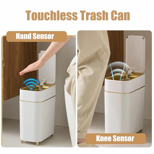 2-Pack Automatic Touchless Trash Can, Slim Motion Sensor Bin for Bathroom