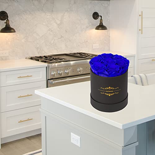 7 Piece Preserved Royal Blue Roses in a Box - Long-Lasting Floral Gift