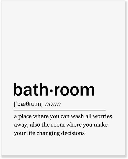 Bathroom Definition Wall Art Print | Funny Typography Home Decor - 8x10 Unframed