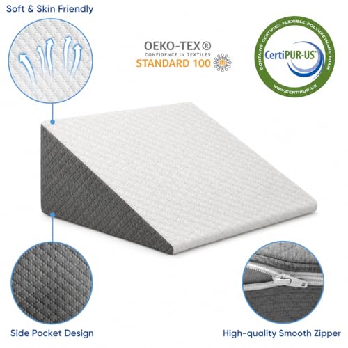 Memory Foam Wedge Pillow for Sleep Apnea & Acid Reflux Relief
