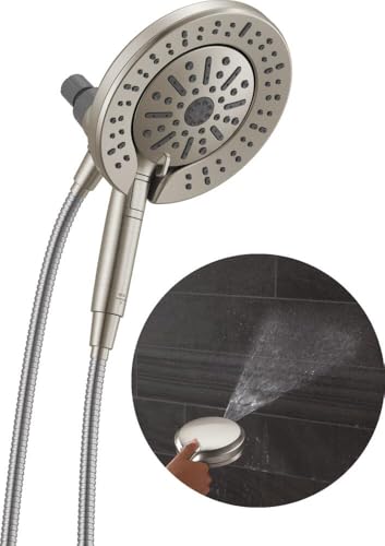 2-in-1 Dual Shower Head with Handheld Spray, Brushed Nickel, 6-Setting