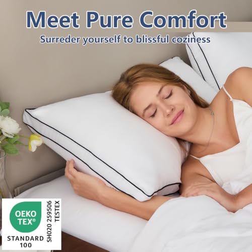 CozyLux Queen Bed Pillows Set of 2 - Soft Gusseted Down Alternative