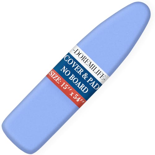 Extra Thick Ironing Board Cover and Pad 15x54, Scorch Resistant Cotton