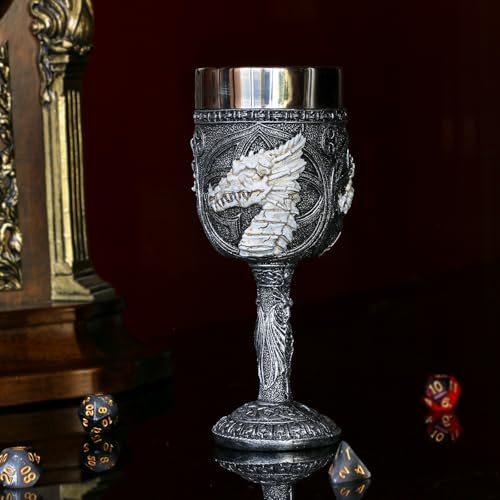 Medieval Dragon Skull Chalice, 7oz Stainless Steel Gothic Goblet