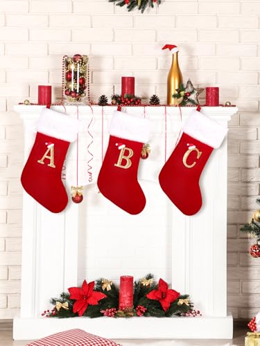 20-Inch Super Soft Plush Monogrammed Christmas Stocking with Red Letter