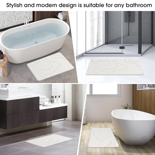 ZIKIBL Stone Bath Mat, Quick Dry Diatomaceous Earth Shower Mat White
