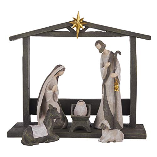 10-Piece Holy Family Nativity Set - Resin Manger Scene Christmas Decor