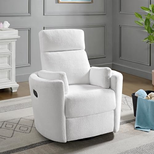 Upholstered Glider Recliner Rocking Chair with 360° Swivel for Nursery