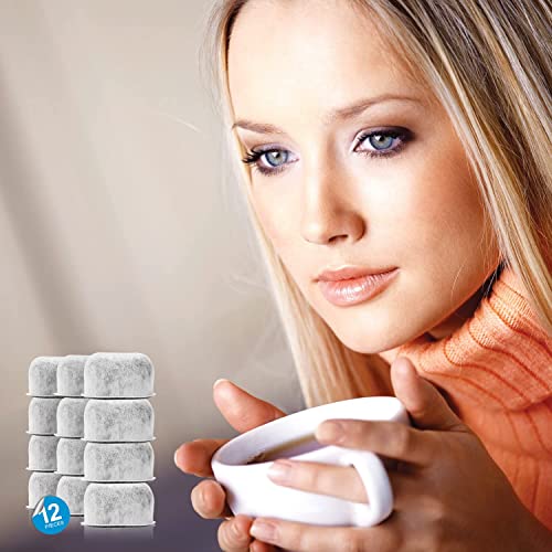 Replacement Charcoal Water Filters for Coffee Makers - 12 Pack (1-7/8" x 3/4")