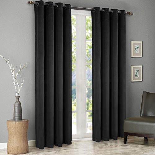 Velvet Blackout Curtains 2-Panel Set 52x96 Inch - Thermal Room Darkening