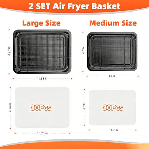 Air Fryer Basket and Tray Set for Oven with Parchment Paper, 6-Piece