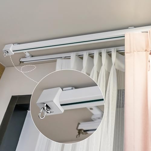 Iron Ceiling Curtain Track End Caps - 4-Pack White Drapery Stops
