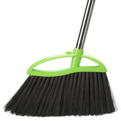 Soft Bristle Angled Indoor Broom with Long Handle for Hardwood Floors