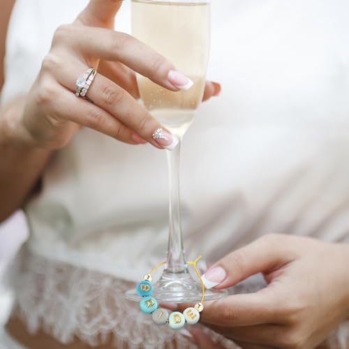 Personalized Wine Glass Charms Kit with Beads & Rings - DIY Party Accessories