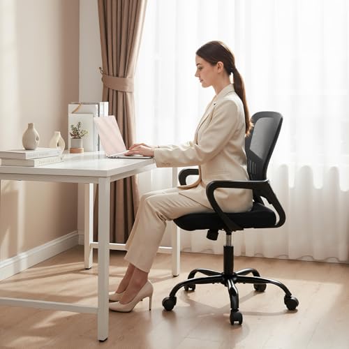 Ergonomic Mid-Back Mesh Office Chair with Lumbar Support & Rocking Mode