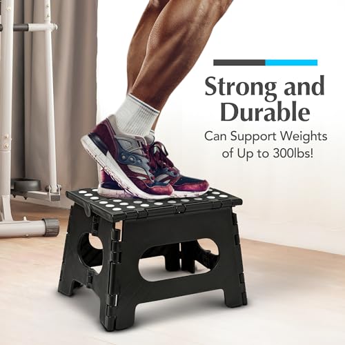 Handy Laundry Folding Step Stool 9 Inch, Black Non-Slip 300 lbs