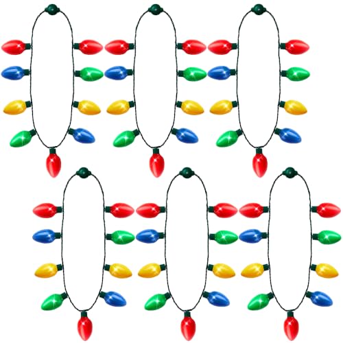 JOYIN Christmas LED Light Up Necklace - 12 Pack with 9 Multicolor Bulbs, Holiday Party Favors