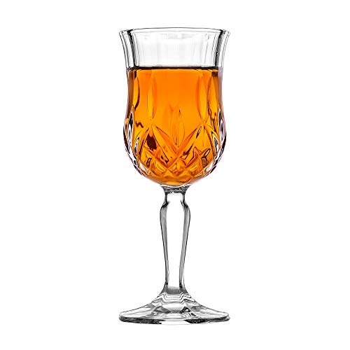 Amlong Crystal Lead-Free 5 oz Cordial Glasses - Set of 6, Elegant Cut Design
