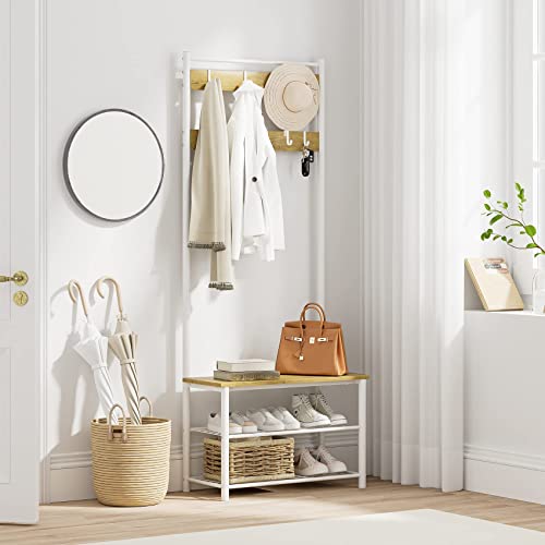 3-in-1 Hall Tree with Bench, Shoe Storage, and 9 Removable Hooks