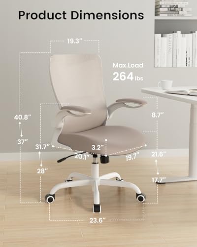 Ergonomic Mesh Office Chair with Adjustable Lumbar Support and Flip-Up Arms