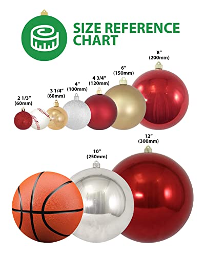 6" Extra Large Shatterproof Christmas Ball Ornaments, Outdoor UV-Resistant - 2 Pack