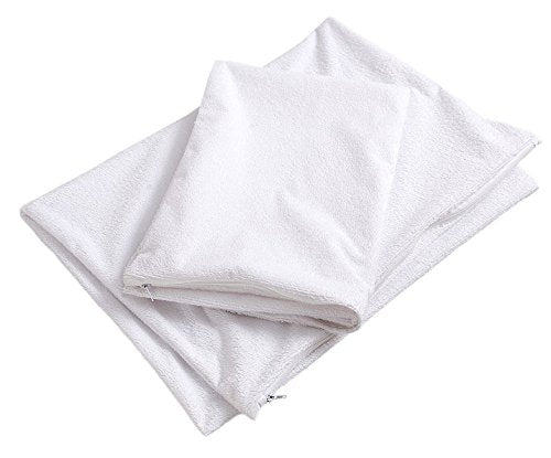 Waterproof Queen Pillow Protectors, Cotton Terry Zippered Encasement - 4 Pack