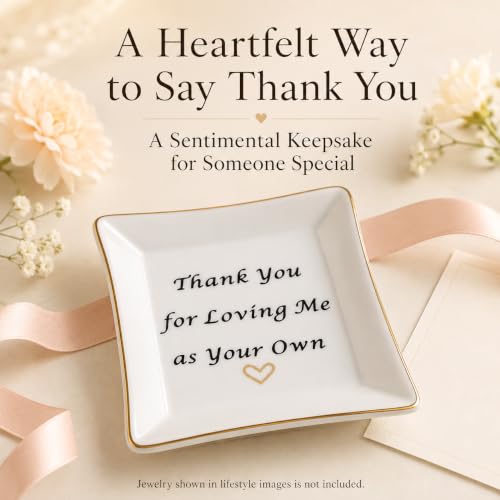 Mother in Law Stepmom Gift Ceramic Ring Dish with Heartfelt Message, Jewelry Organizer