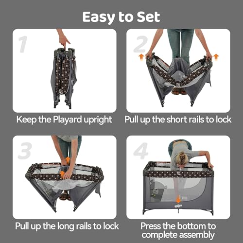 Portable Baby Playpen and Travel Crib with Mattress Pad Lightweight Gray