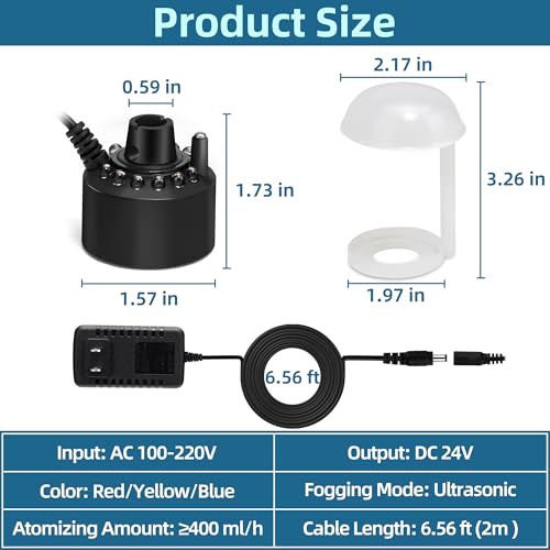 Ultrasonic Mist Maker with 12 LED Lights - Indoor Pond Fogger for Decor