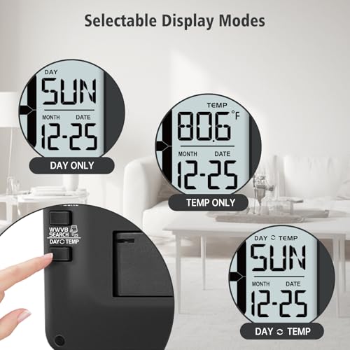 14.5-Inch Atomic Digital Wall Clock with Backlight, Temperature and Date