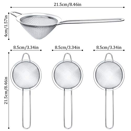Patelai 3.3 Inch Fine Mesh Cocktail & Tea Strainer - 3 Pack
