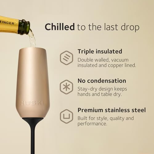 Insulated Stainless Steel Champagne Flute with Detachable Stem - 8oz
