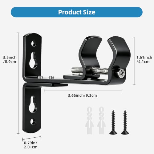 Adjustable Heavy Duty Curtain Rod Brackets - Wall or Ceiling Mount, 4 Pack