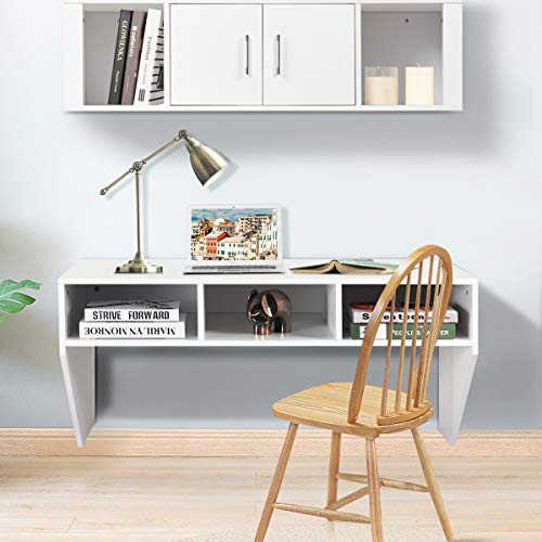 Wall-Mounted Floating Computer Desk and Storage Cabinet Set
